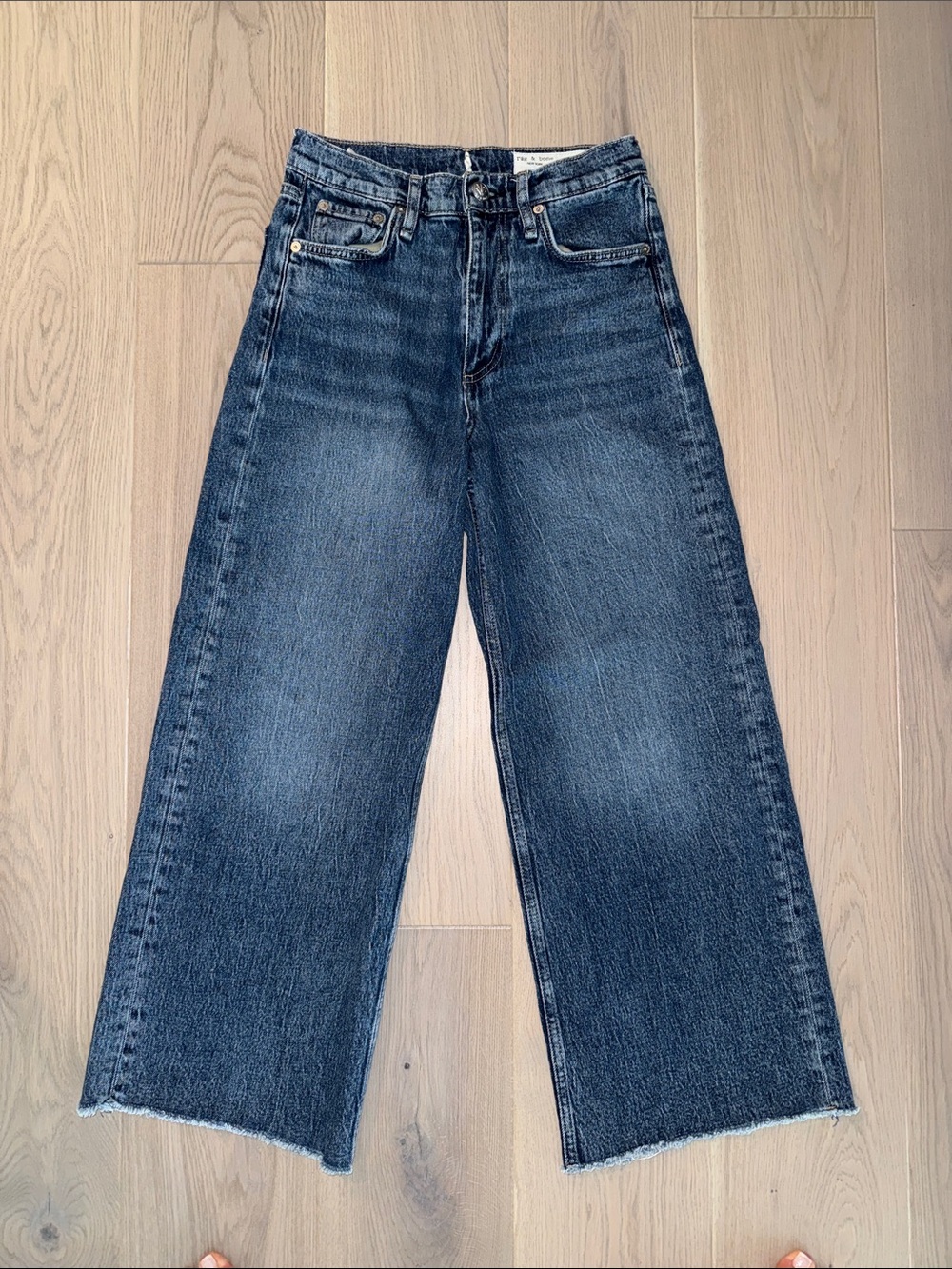 rag & bone Andi Dark Blue Wide-Leg High-Rise Jeans, Sz 26 - Picture 3 of 7